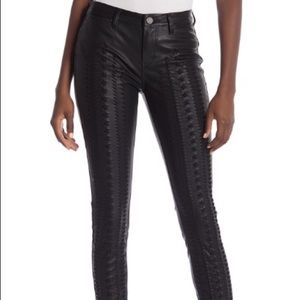 Faux leather lace-up skinny pants